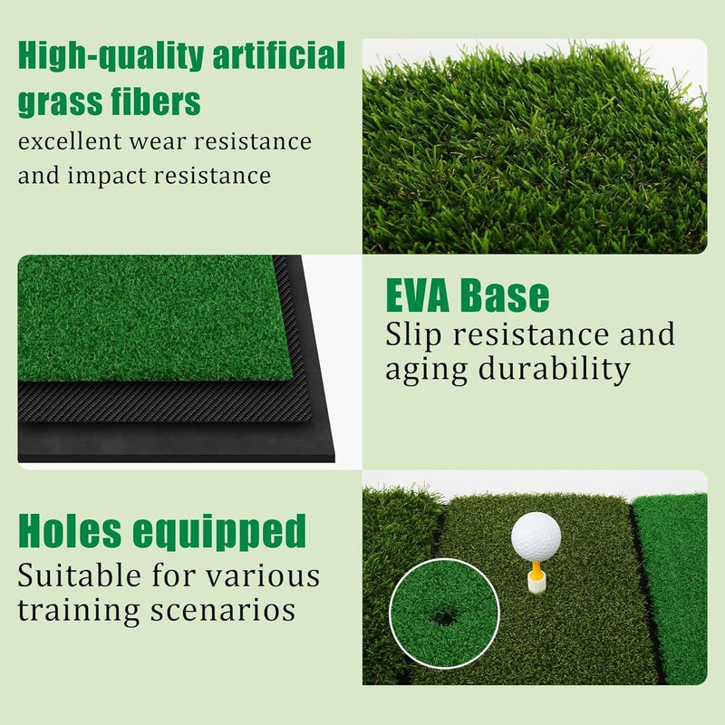 Wind Shear Golf Hitting Mat,Dual-Turf and Tri-Turf Portable & Foldable Golf Mat,Artificial Turf Golf Training Aids for Hitting,Swing & Putting-Ideal Golf Practice Mat for Indoor/Outdoor Use - Image 5